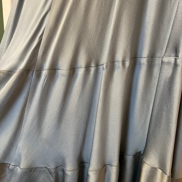 Lewit Asymmetrical Satin Skirt in Light Blue - Picture 5 of 11